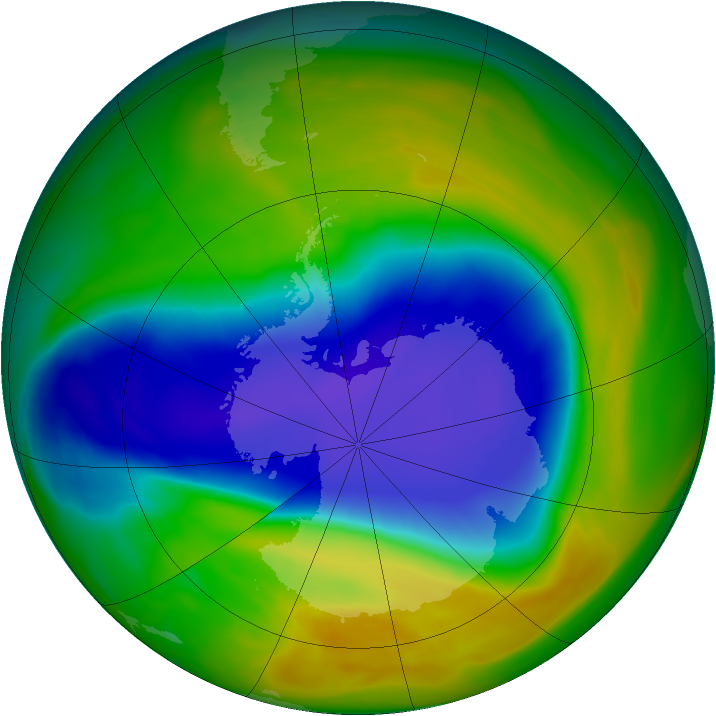 Antarctic ozone map for 27 October 2005